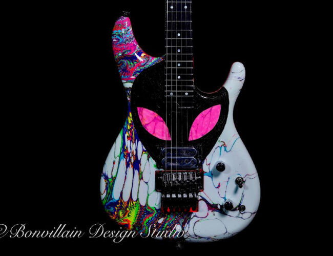 Joe Satriani and David Bonvillain of Bonvillain Design Studio Collaborate on their 3rd Charity Guitar for Pasadena Humane
