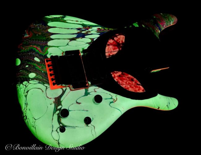Joe Satriani and David Bonvillain of Bonvillain Design Studio Collaborate on their 3rd Charity Guitar for Pasadena Humane