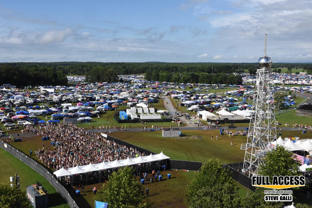 Aerial view of Bonnaroo crowds and campgrounds from the Ferris wheel