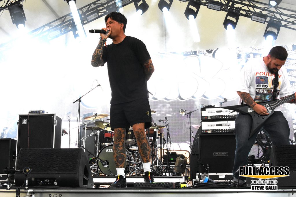 Vocalist performing at the front of a brightly lit Bonnaroo stage